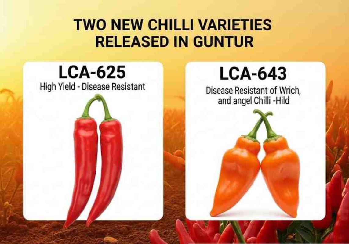 Regional Horticultural Research Station (RHRS), Lam Farm, Guntur, released two new chilli varieties, LCA-625 and LCA-643